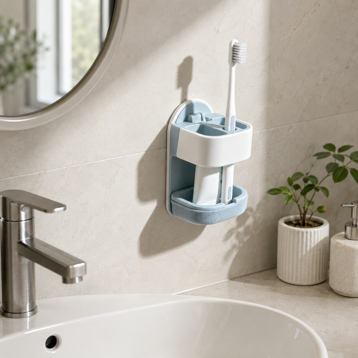 Wall‑Mounted Toothbrush Holder