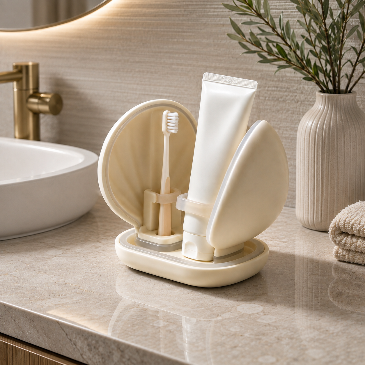 Shell‑Shaped Toothbrush Holder with Dust Cover