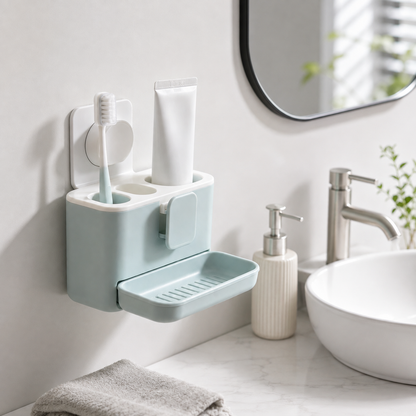 Wall‑Mounted Toothbrush & Toothpaste Holder