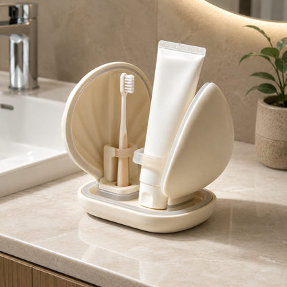 Shell‑Shaped Toothbrush Holder with Dust Cover