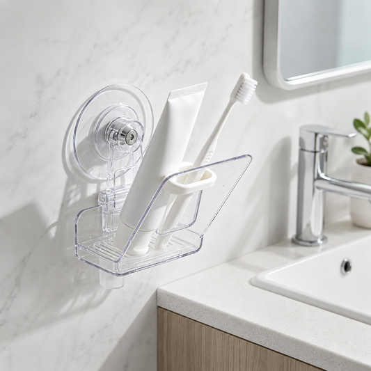 Suction Cup Wall‑Mounted Toothbrush Holder