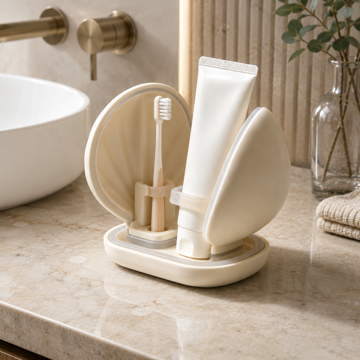 Shell‑Shaped Toothbrush Holder with Dust Cover