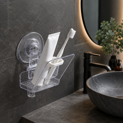 Suction Cup Wall‑Mounted Toothbrush Holder