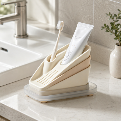 Slant‑Layer Countertop Toothbrush Holder