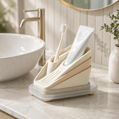 Slant‑Layer Countertop Toothbrush Holder